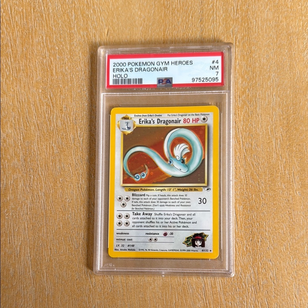 Erika's Dragonair Holo Pokémon Card, Gym Heroes Set - PSA 7